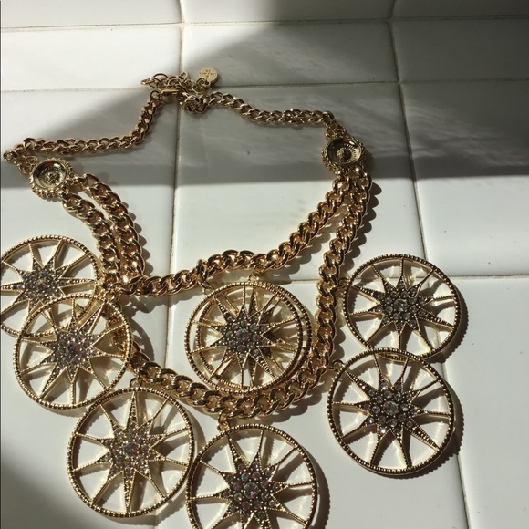 Gold Chain Starburst Necklace by RJ Raziano. Stunning. Rare. - Picture 5 of 8